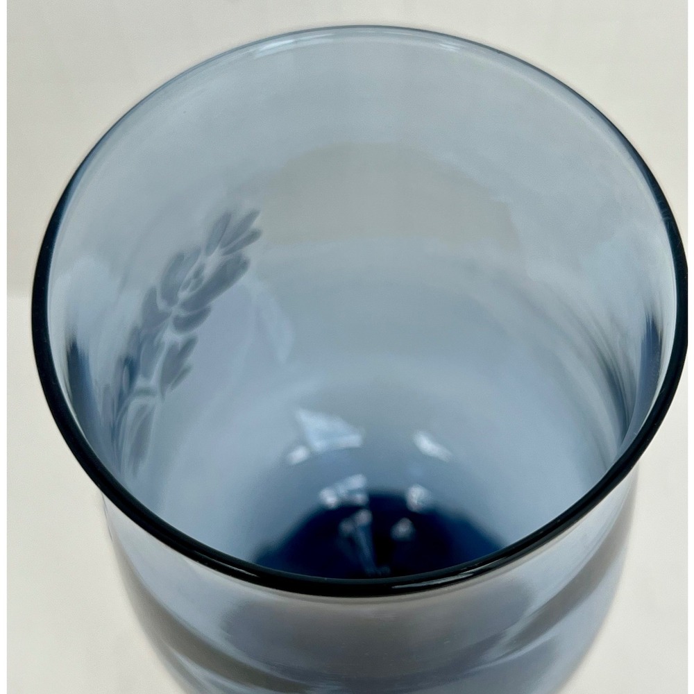Set of 4 Pfaltzgraff Yorktowne Cobalt Blue Water Goblets - Frosted Floral - 7" - Picture 8 of 10